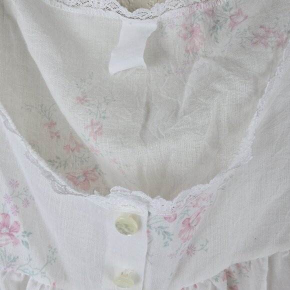 Vintage 80s/90s White Floral Breastfeeding Nightgown | Maternity Lace Ruffle M - Picture 3 of 5